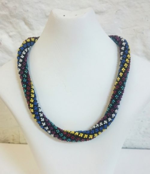 Millefiori style seed bead thick necklace in the Italian style