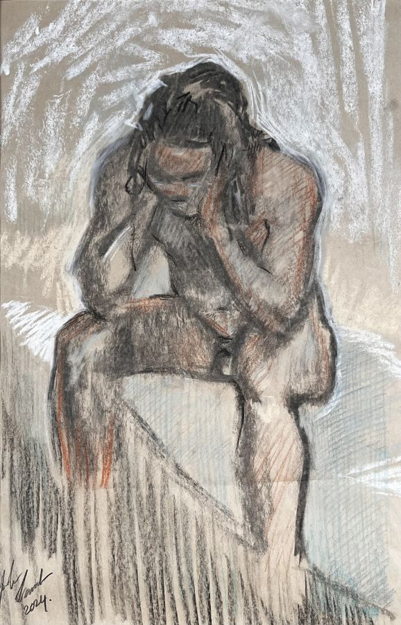 Model Drawn From Life with Head Resting on Shoulder